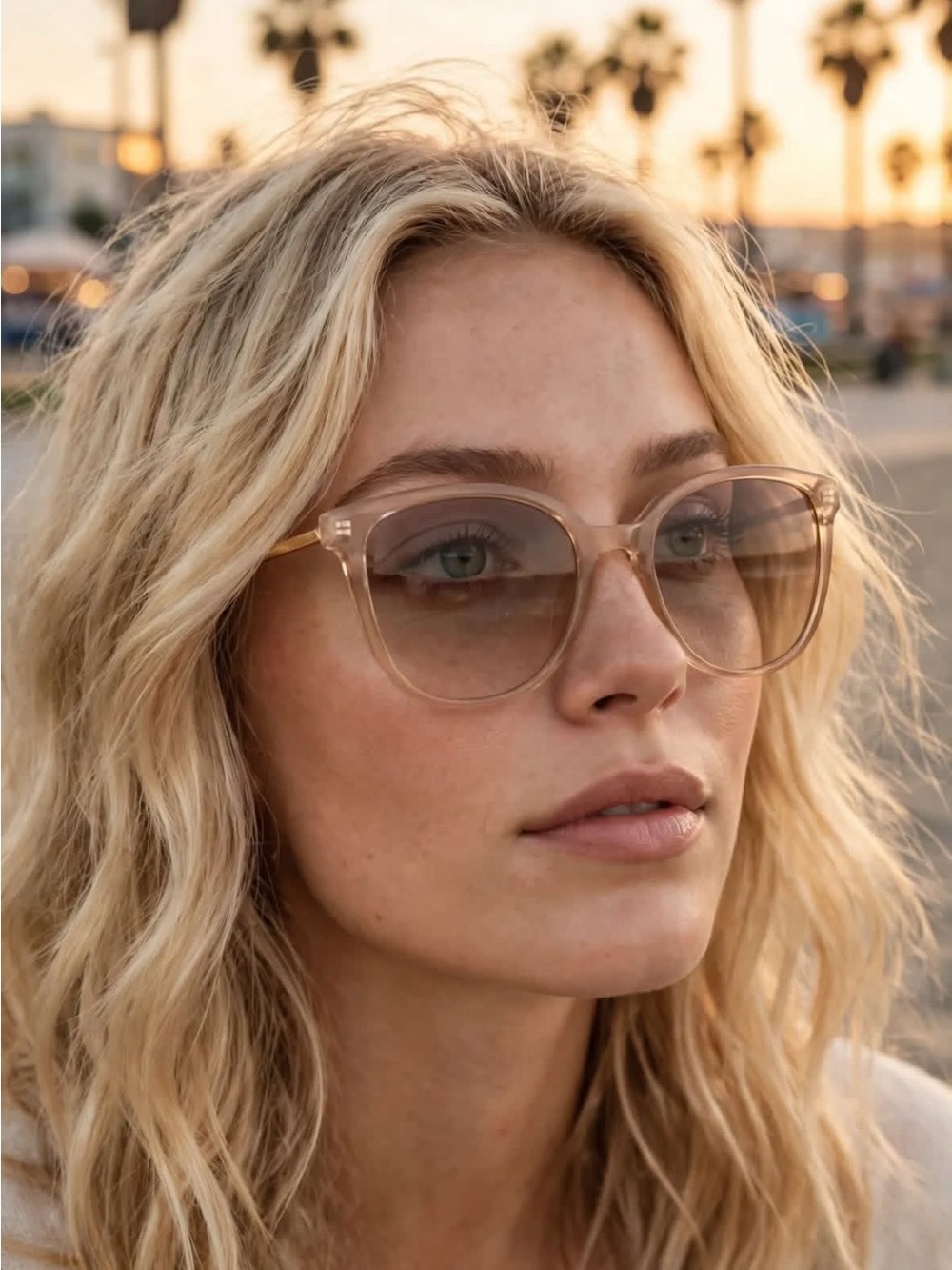 Women's Transparent Blush Cat-Eye Sunglasses